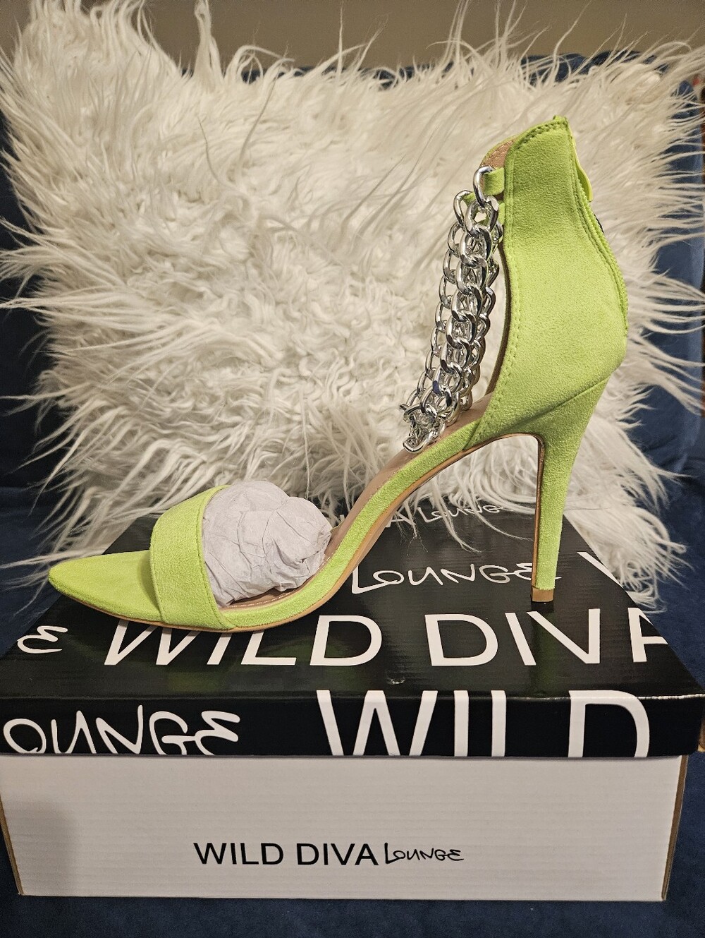 Wild Diva High Heel Sandals with Dbl Chain Ankle Strap Sz 10 - Picture 2 of 5